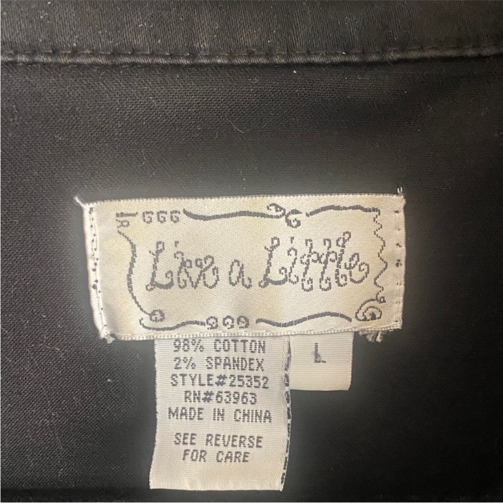 Live a Little Black Denim Jacket with Button Front country cowgirl western - Picture 9 of 11